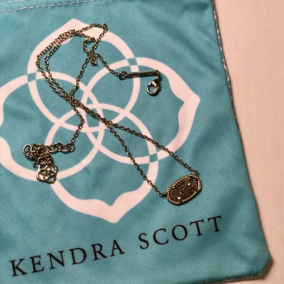 Elisa Gold Pendant Necklace In Platinum Drusy - Picture 1 of 5